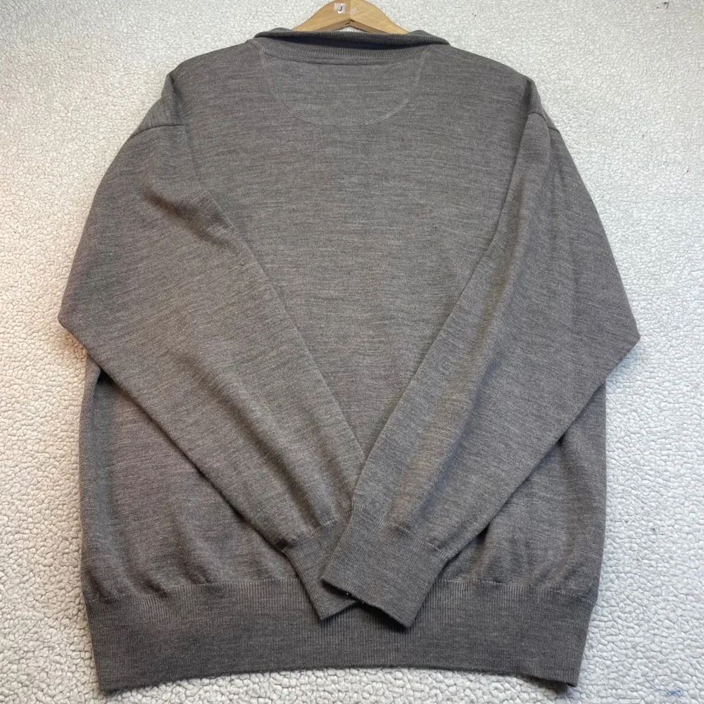 Orvis Sweater Mens XL Brown 100% Merino Wool Quarter Zip Pullover 9G6T 691690